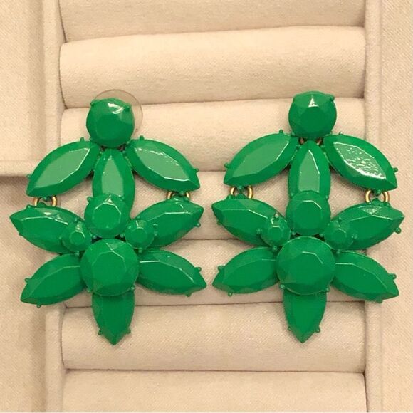 J.Crew | Enamel Coated Drop Earrings| Bright Green | 2.25” Length - Picture 1 of 3